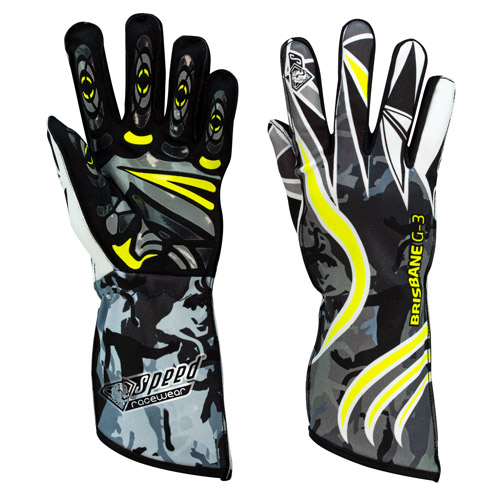 Speed Kart gloves | BRISBANE G-3 black, white, neon yellow