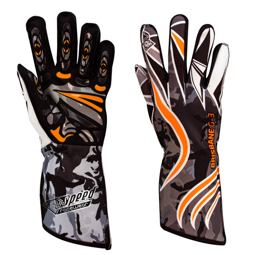 Speed karting gants | BRISBANE G-3 | noir,blanc,neon orange