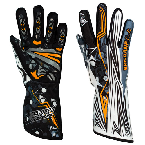 Speed karting gants | BRISBANE G-4 | noir,blanc,neon orange