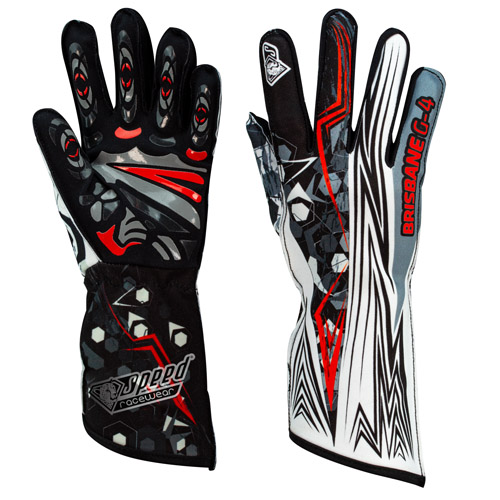 Speed karting gants | BRISBANE G-4 | noir,blanc,rouge