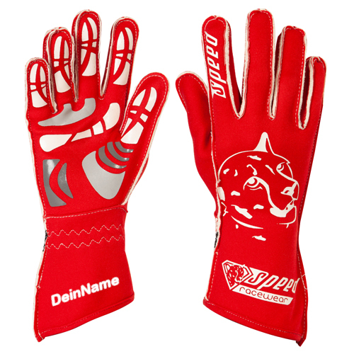 Speed Handschuhe | MELBOURNE G-2 | rot,weiß Karthandschuhe inkl. Bedrucken Personalisieren