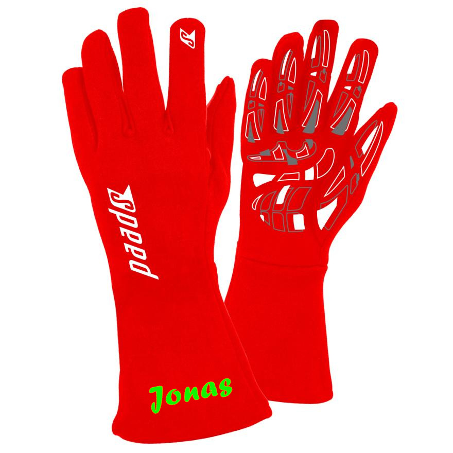 ! Kart Handschuhe AUCKLAND 2.0 rot Inkl Flexdruck DeinName TeamName