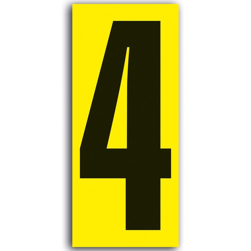 adhesive number 4 yellow/black 160 x 70mm
