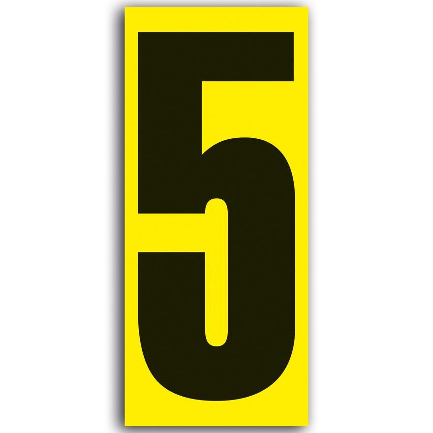 adhesive number 5 yellow/black 160 x 70mm