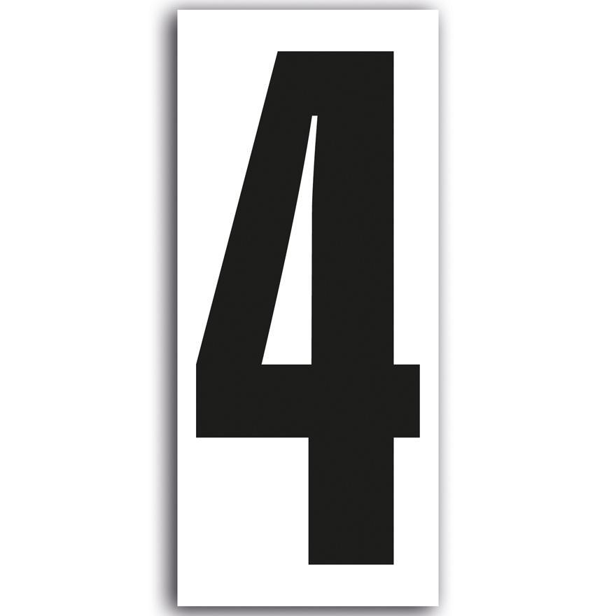 adhesive number 4 white/black 160 x 70mm